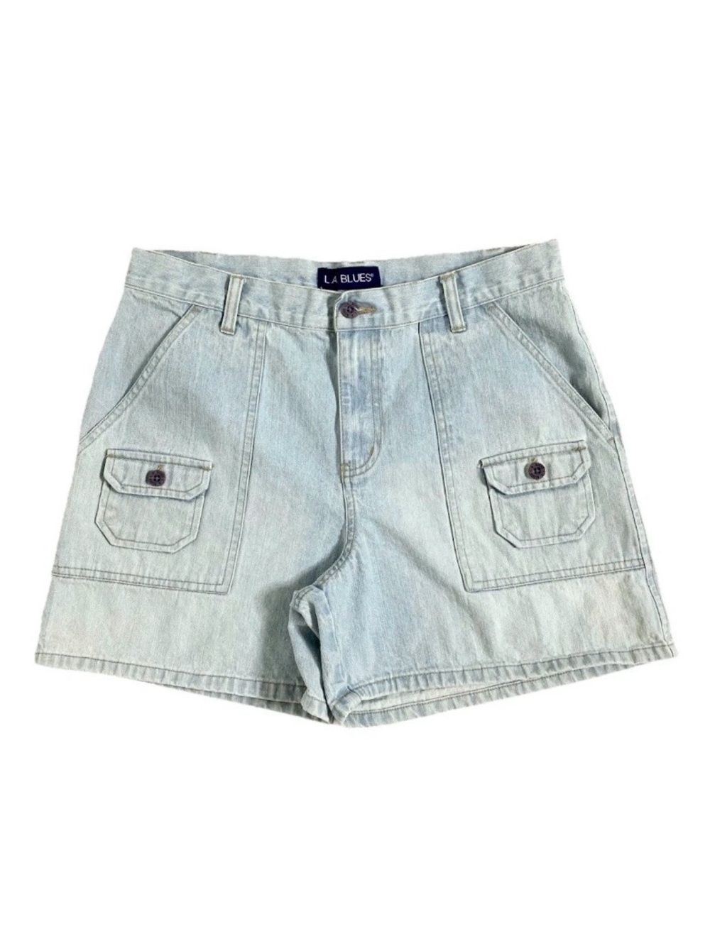L.A. Blues | 90s Y2K Vintage Light-Wash Denim Cargo-Pocket Jean Shorts Sz 12